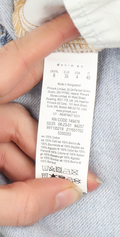 Denim Co. Women's Blue Denim Dungaree Playsuit Size 8