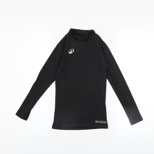 Decathlon Boys Black Long Sleeve Athletic Mock Neck Top 8-9 Years
