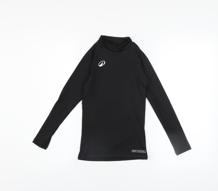 Decathlon Boys Black Long Sleeve Athletic Mock Neck Top 8-9 Years