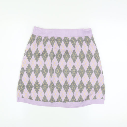 Primark Girls Purple Argyle Knit A-Line Short Skirt 13-14 Years