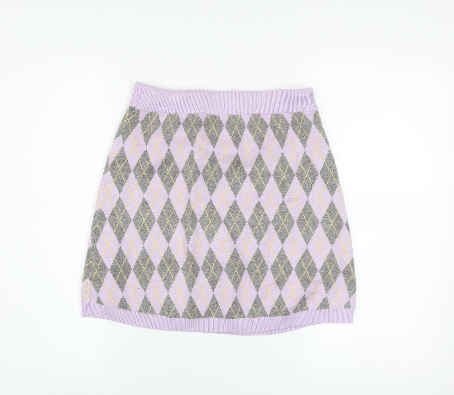 Primark Girls Purple Argyle Knit A-Line Short Skirt 13-14 Years