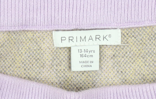 Primark Girls Purple Argyle Knit A-Line Short Skirt 13-14 Years