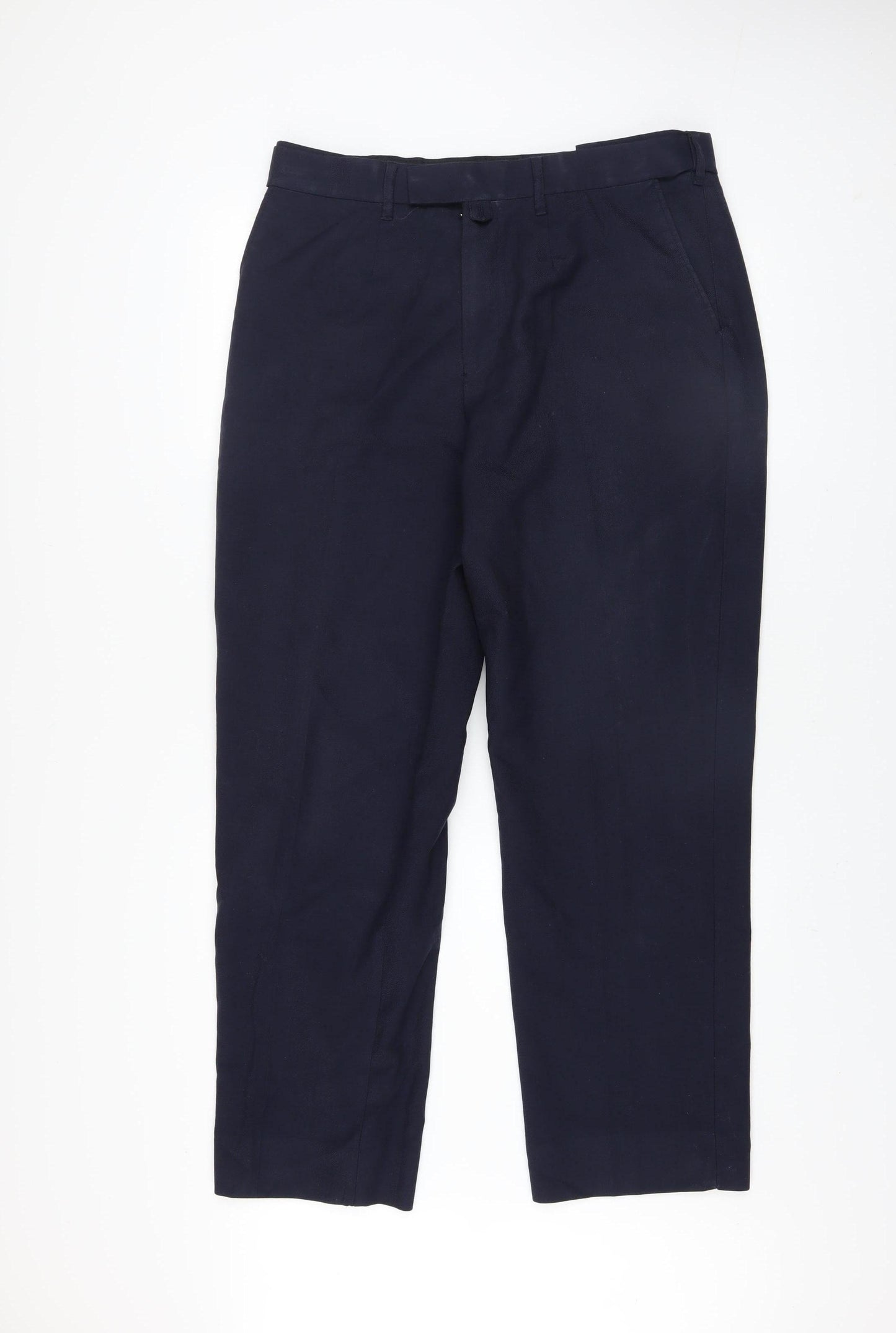Vard Men’s Blue 36 Regular Fit Wool Blend Dress Trousers