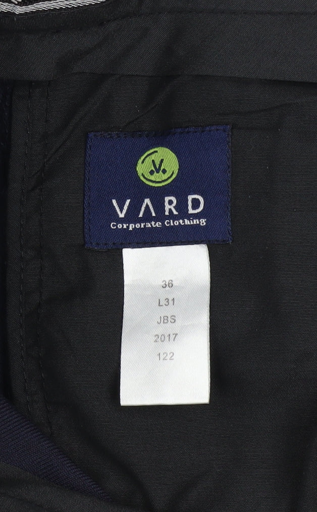 Vard Men’s Blue 36 Regular Fit Wool Blend Dress Trousers