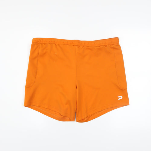 Patrick Mens Orange Athletic Shorts L Elastic Waist Quick Dry