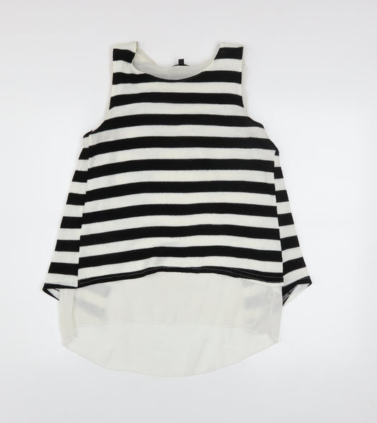 QED London Women's Black White Striped Sleeveless Top UK 12