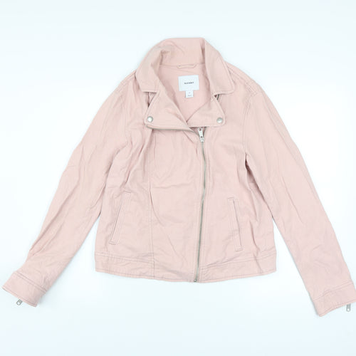 Old Navy Women Pink Cotton Blend Biker Jacket Size M