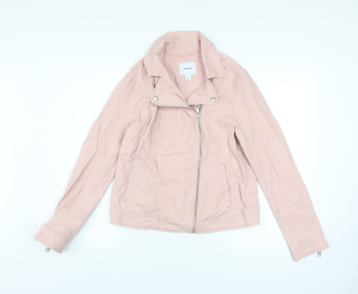 Old Navy Women Pink Cotton Blend Biker Jacket Size M