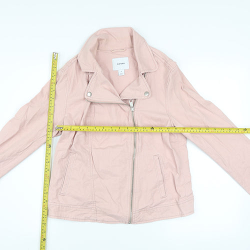 Old Navy Women Pink Cotton Blend Biker Jacket Size M