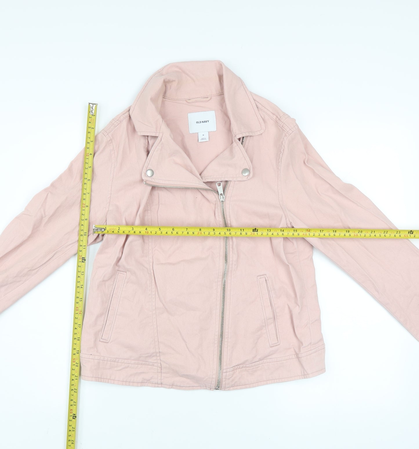 Old Navy Women Pink Cotton Blend Biker Jacket Size M