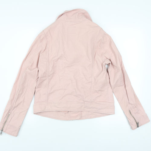 Old Navy Women Pink Cotton Blend Biker Jacket Size M