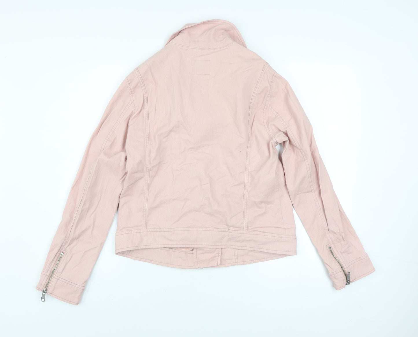 Old Navy Women Pink Cotton Blend Biker Jacket Size M