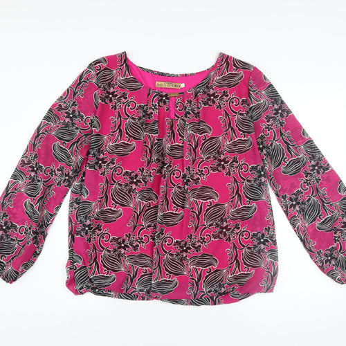Pala D’Oro Women’s Pink Floral Blouse Long Sleeve XL Polyester Blend
