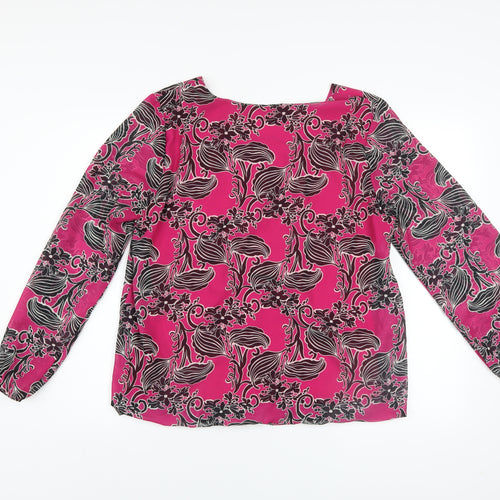 Pala D’Oro Women’s Pink Floral Blouse Long Sleeve XL Polyester Blend