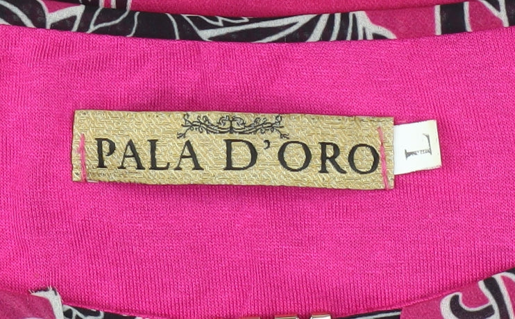 Pala D’Oro Women’s Pink Floral Blouse Long Sleeve XL Polyester Blend