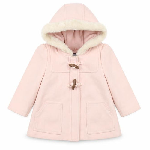 Baby GAP Girls Pink Faux Fur Hood Duffle Coat 18-24 Months Lined Winter