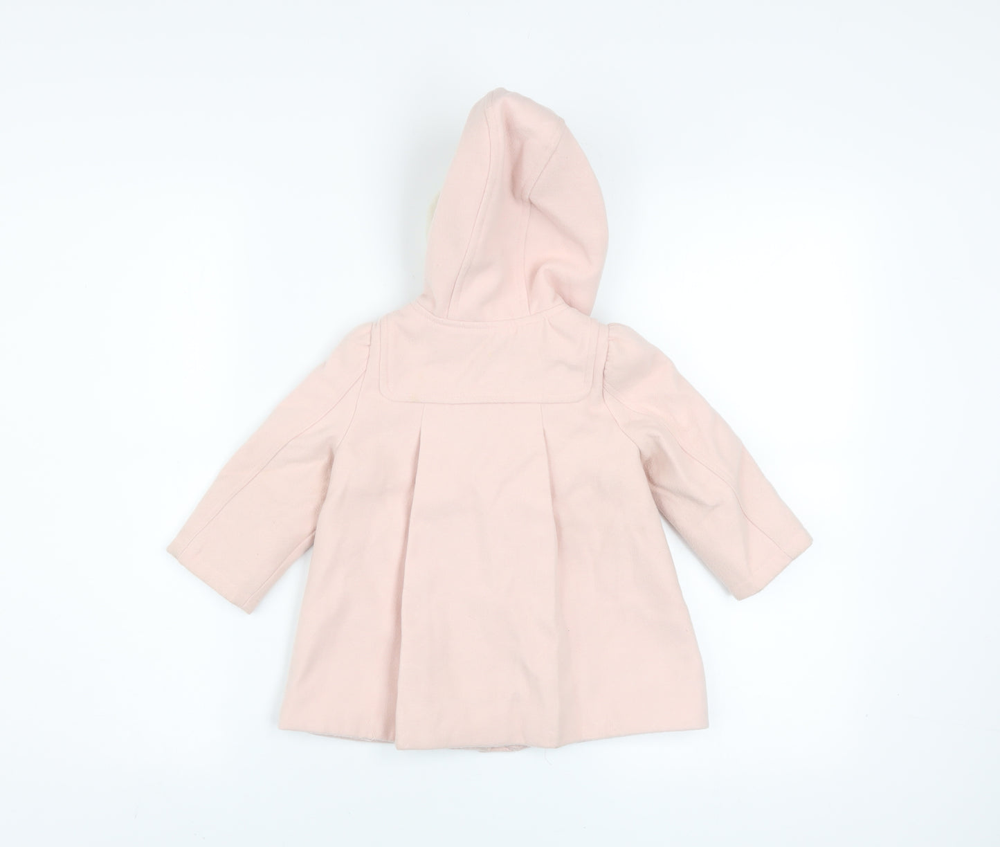 Baby GAP Girls Pink Faux Fur Hood Duffle Coat 18-24 Months Lined Winter