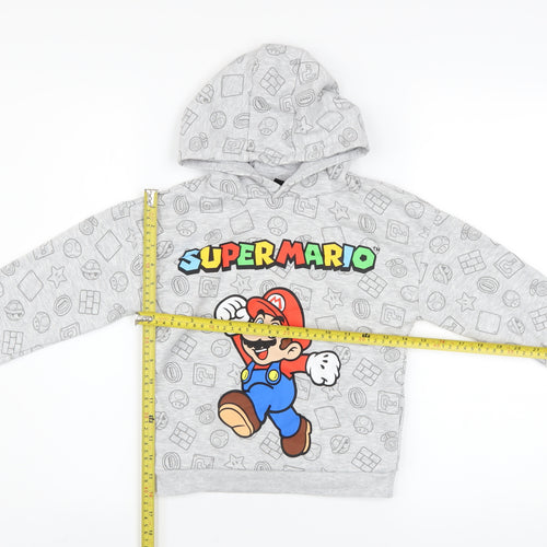 Super Mario Boys Grey Hoodie 6-7 Years Pullover Fleece Graphic Print