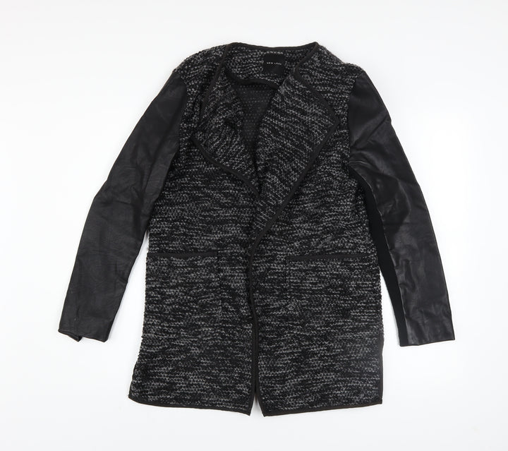 New Look Women’s Grey Faux Leather Sleeve Coatigan Size 12