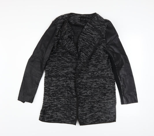 New Look Women’s Grey Faux Leather Sleeve Coatigan Size 12