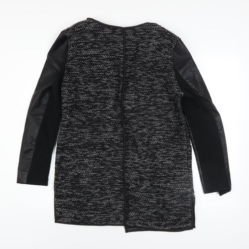 New Look Women’s Grey Faux Leather Sleeve Coatigan Size 12