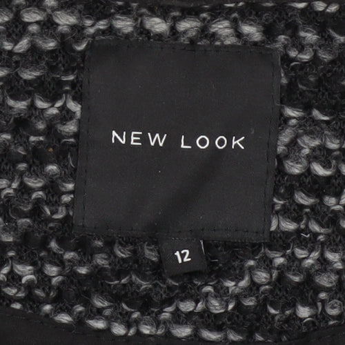 New Look Women’s Grey Faux Leather Sleeve Coatigan Size 12