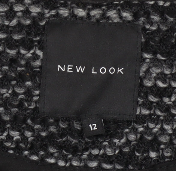 New Look Women’s Grey Faux Leather Sleeve Coatigan Size 12