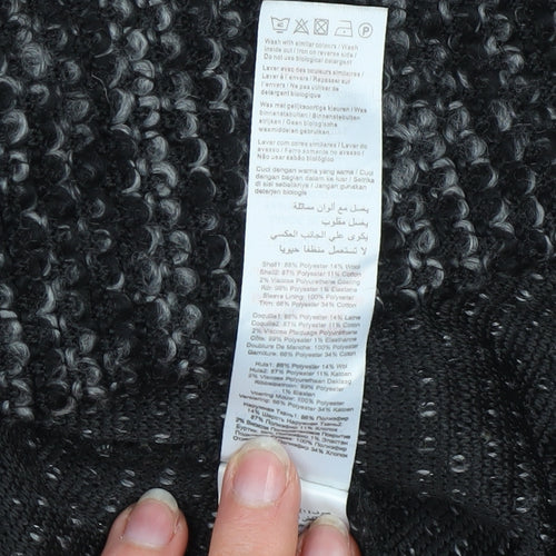 New Look Women’s Grey Faux Leather Sleeve Coatigan Size 12