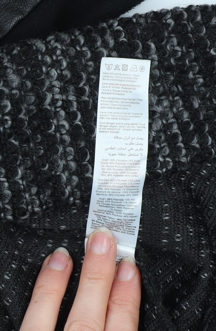 New Look Women’s Grey Faux Leather Sleeve Coatigan Size 12