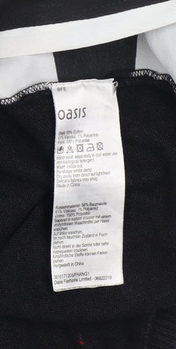 Oasis Women Black Striped 3/4 Sleeve Boat Neck Pullover Jumper S