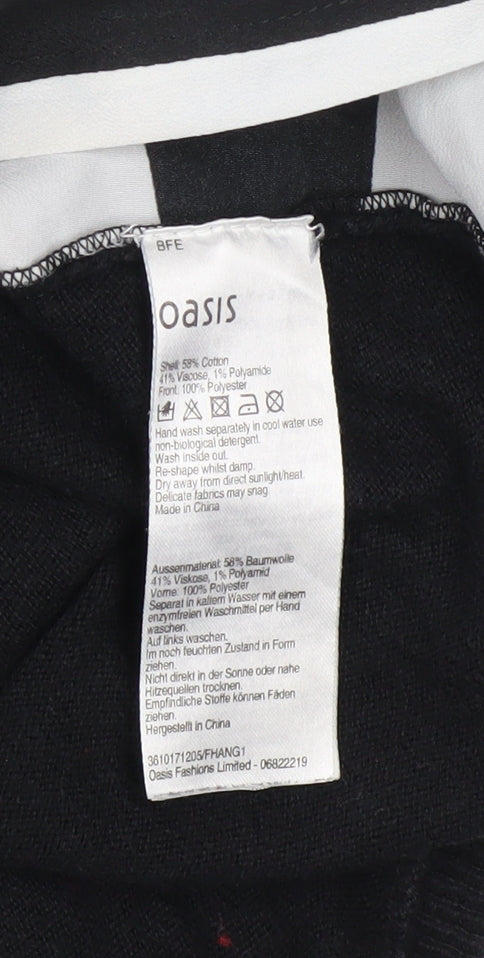 Oasis Women Black Striped 3/4 Sleeve Boat Neck Pullover Jumper S