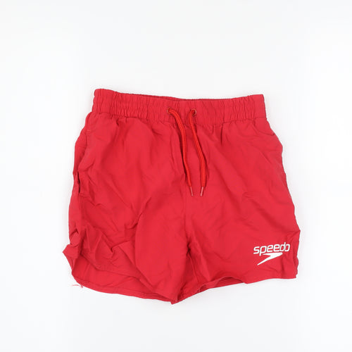 Speedo Boys Red Swim Shorts Medium 7-8 Years Quick Dry Elastic Waist
