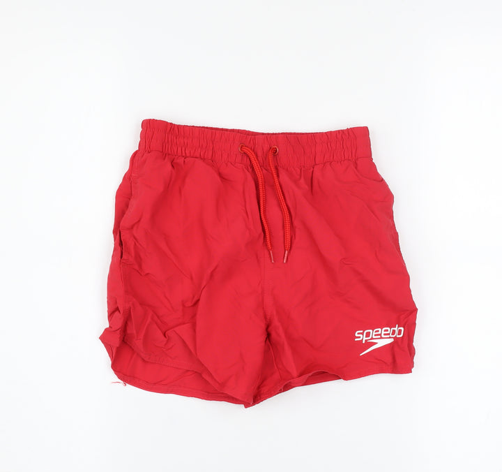 Speedo Boys Red Swim Shorts Medium 7-8 Years Quick Dry Elastic Waist
