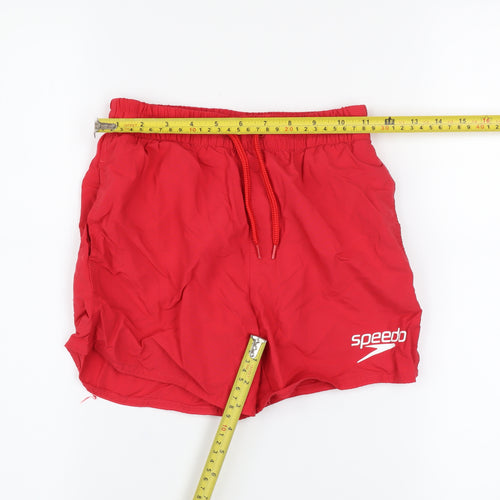 Speedo Boys Red Swim Shorts Medium 7-8 Years Quick Dry Elastic Waist