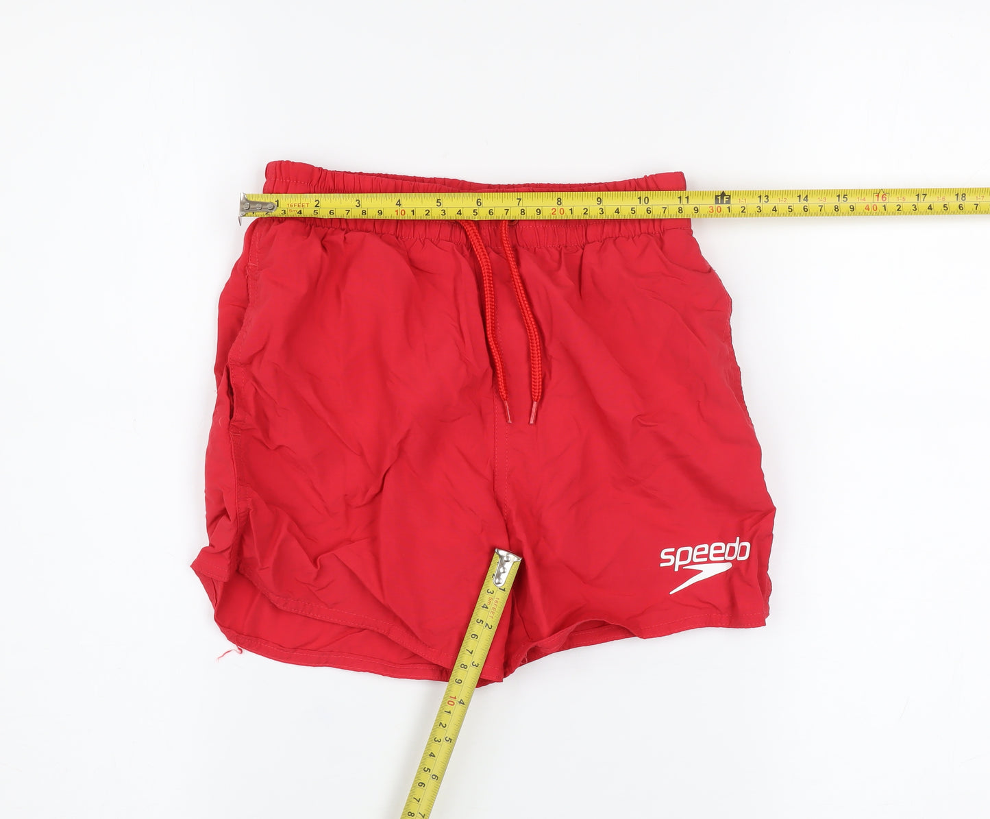 Speedo Boys Red Swim Shorts Medium 7-8 Years Quick Dry Elastic Waist