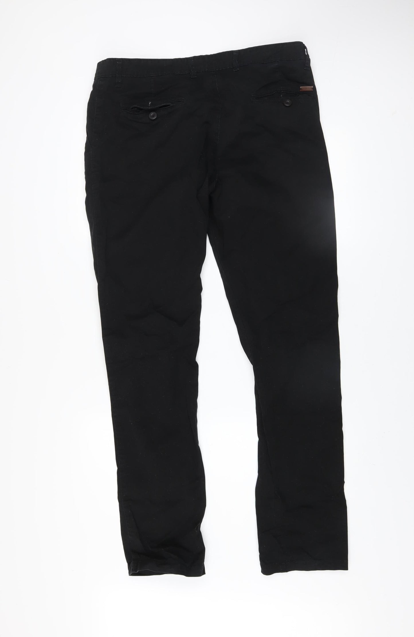 Tom Becker Men's Black Cotton Chino Trousers Size 36 Regular