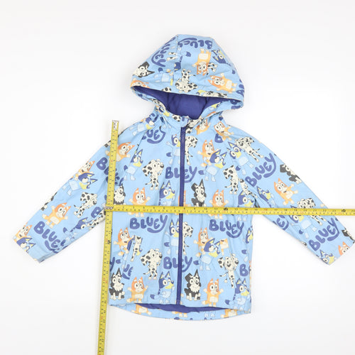 Bluey Boys Blue Hooded Rain Coat Jacket 5-6 Years Waterproof Lined