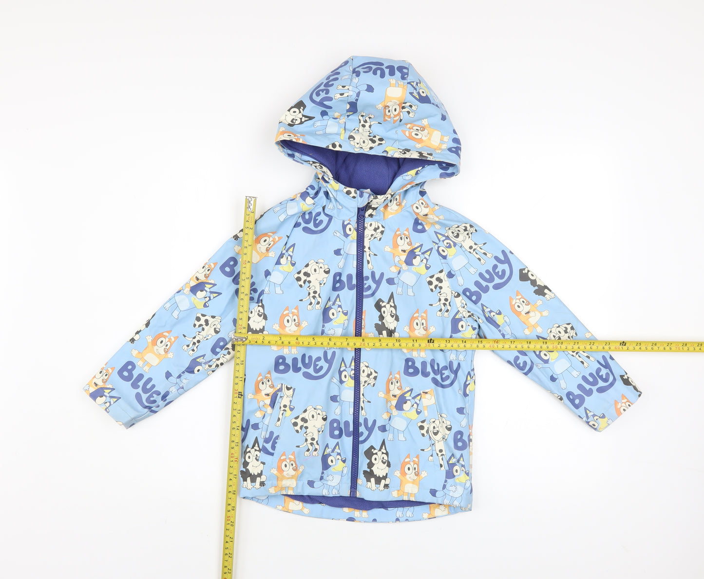 Bluey Boys Blue Hooded Rain Coat Jacket 5-6 Years Waterproof Lined