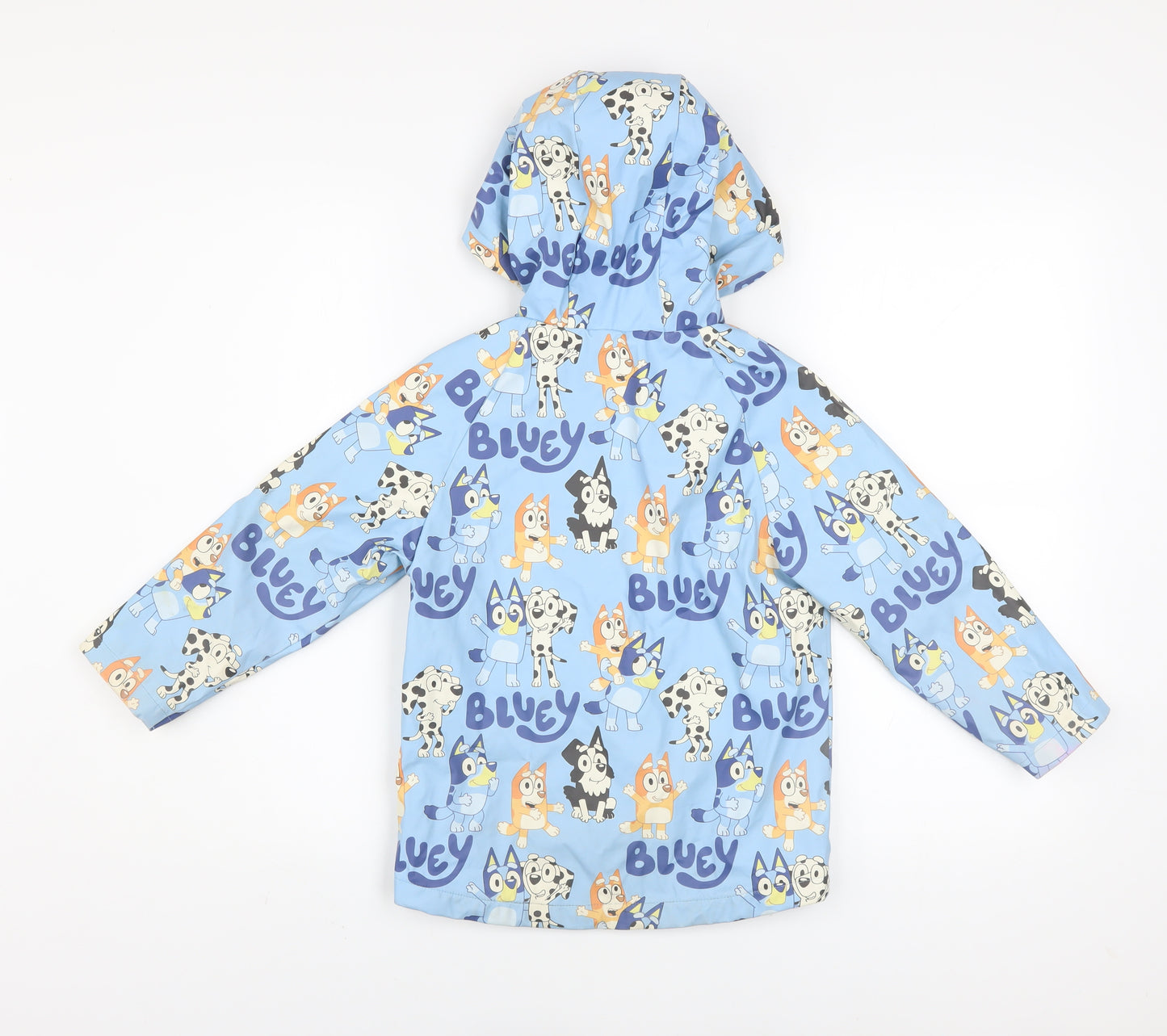 Bluey Boys Blue Hooded Rain Coat Jacket 5-6 Years Waterproof Lined