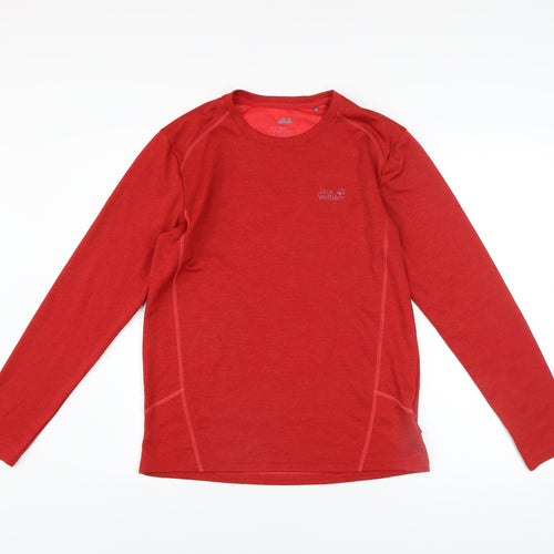 Jack Wolfskin Men's Red Crew Neck Long Sleeve Sweatshirt M Polyester