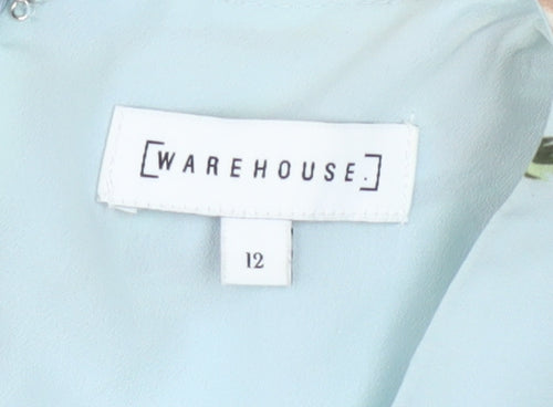 Warehouse Women's Blue Floral Shift Dress Size 12