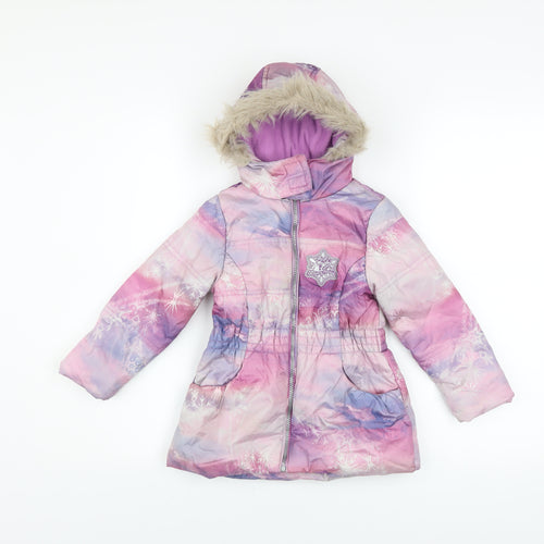Disney Frozen II Girls Multicoloured Puffer Coat Hooded Winter Jacket 2-3 Years