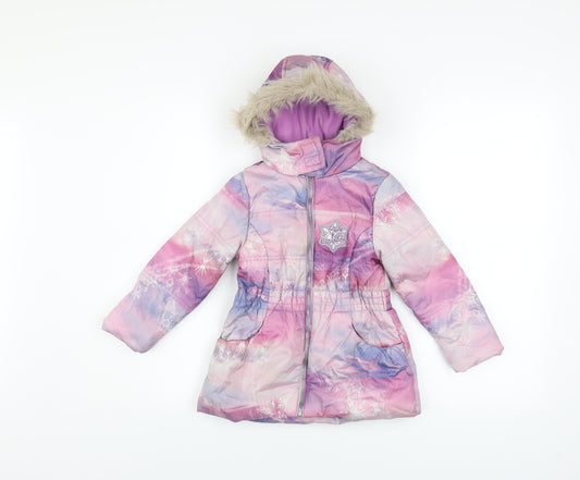 Disney Frozen II Girls Multicoloured Puffer Coat Hooded Winter Jacket 2-3 Years