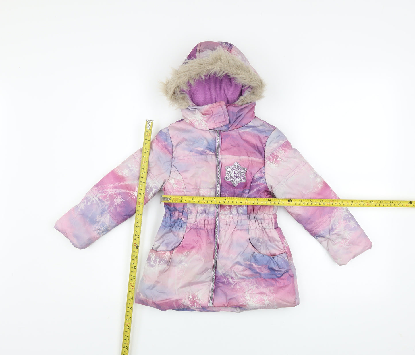 Disney Frozen II Girls Multicoloured Puffer Coat Hooded Winter Jacket 2-3 Years