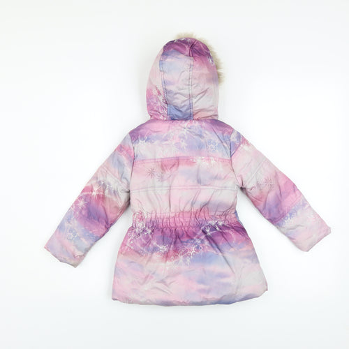 Disney Frozen II Girls Multicoloured Puffer Coat Hooded Winter Jacket 2-3 Years