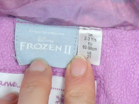 Disney Frozen II Girls Multicoloured Puffer Coat Hooded Winter Jacket 2-3 Years