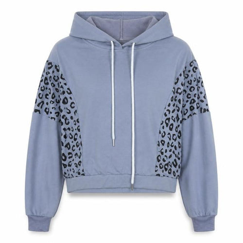 Pink Vanilla Women Blue Animal Print Pullover Hoodie UK L