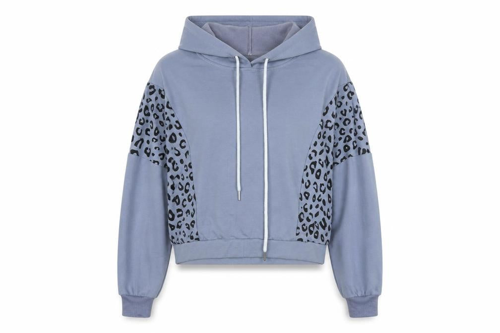 Pink Vanilla Women Blue Animal Print Pullover Hoodie UK L