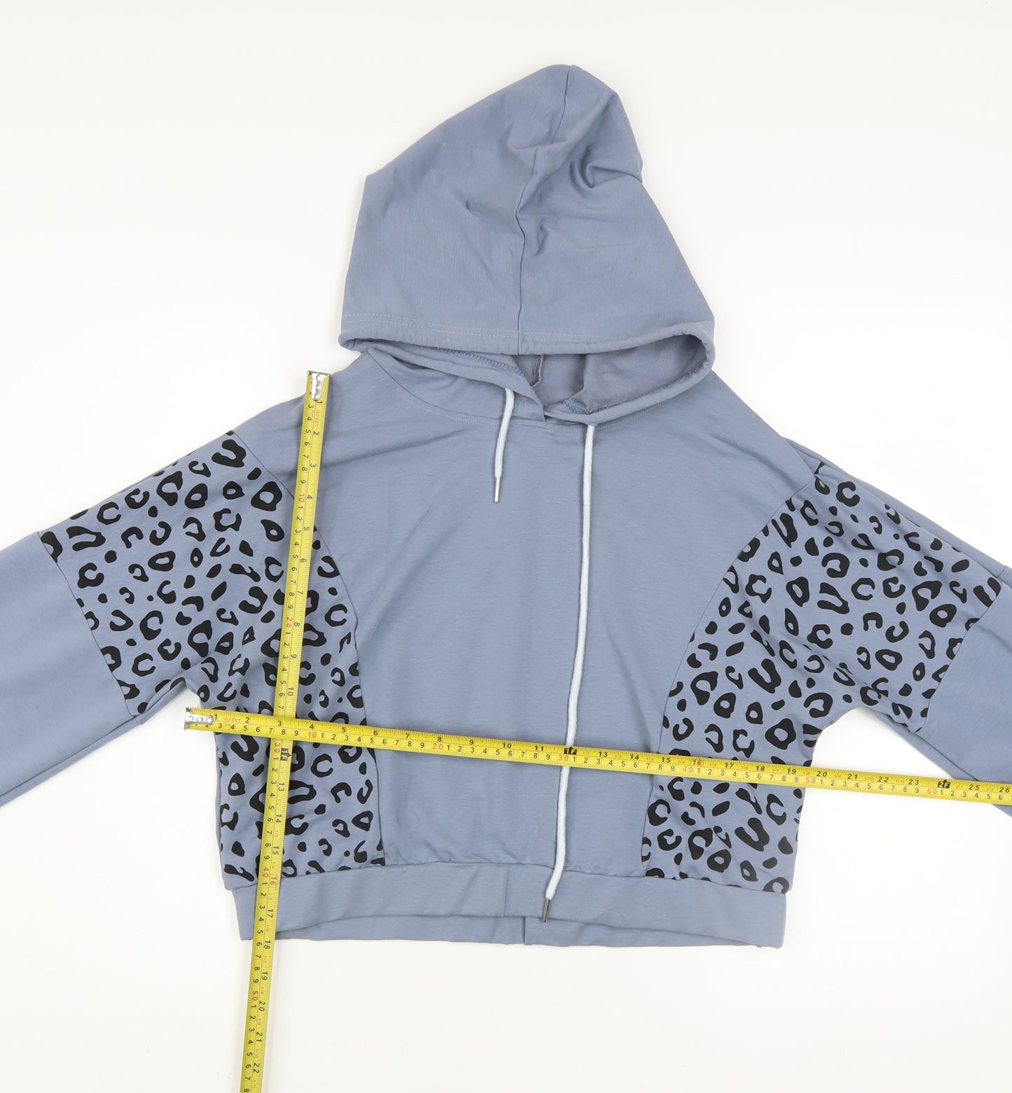 Pink Vanilla Women Blue Animal Print Pullover Hoodie UK L