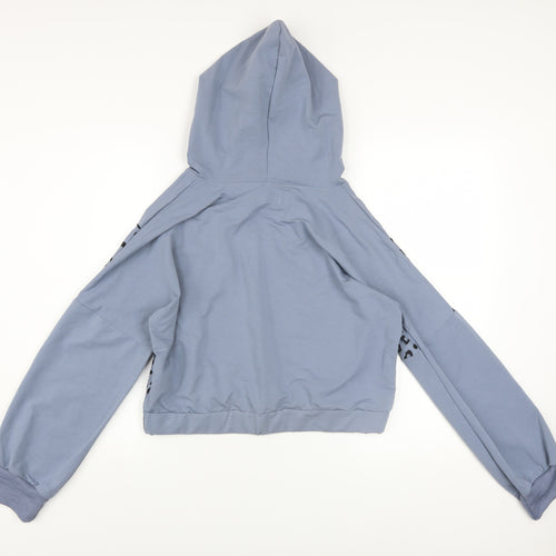 Pink Vanilla Women Blue Animal Print Pullover Hoodie UK L